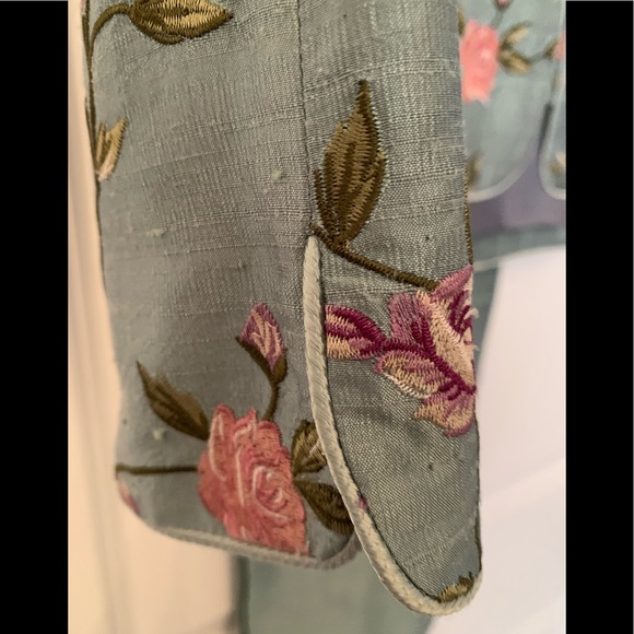 Vintage Paule Vasseur Made In France 100% Silk Embroidered Pant Suit - Picture 5 of 16